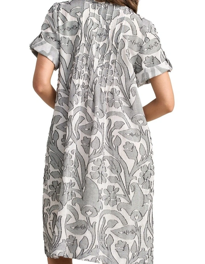 Cotton Pleat Front Dress - Paisley Jacquard image 2