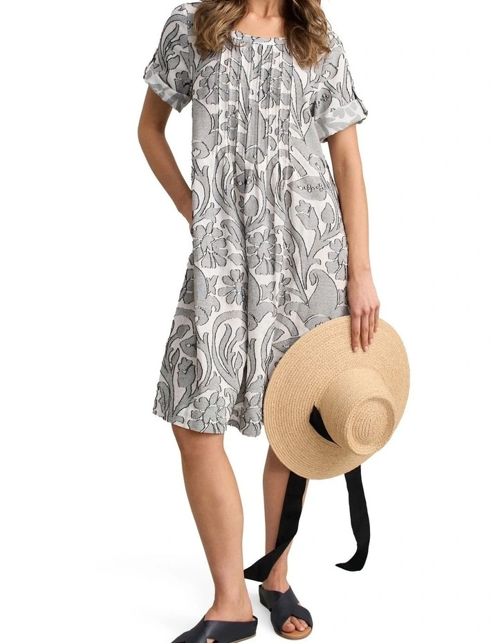 Cotton Pleat Front Dress - Paisley Jacquard image 4