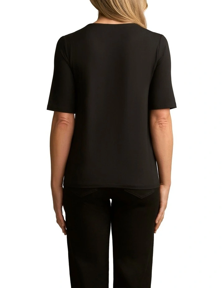 Half Sleeve Round Neck Tee in Black image 2