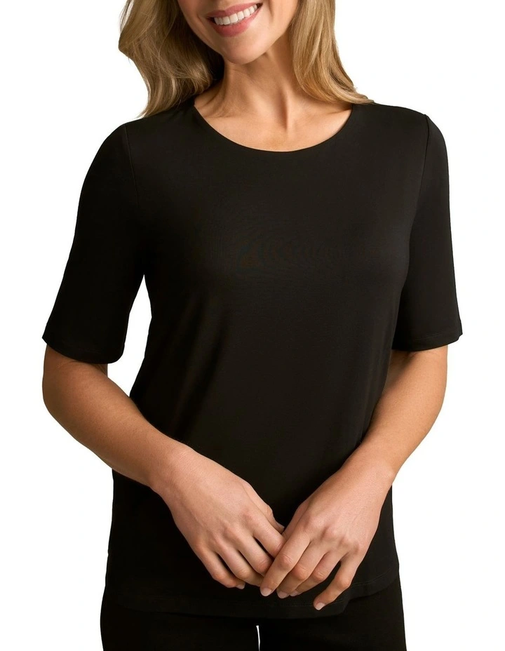 Half Sleeve Round Neck Tee in Black image 4