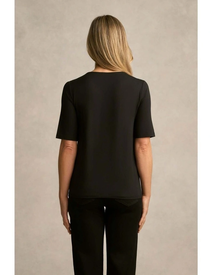 Half Sleeve Round Neck Tee in Black image 6