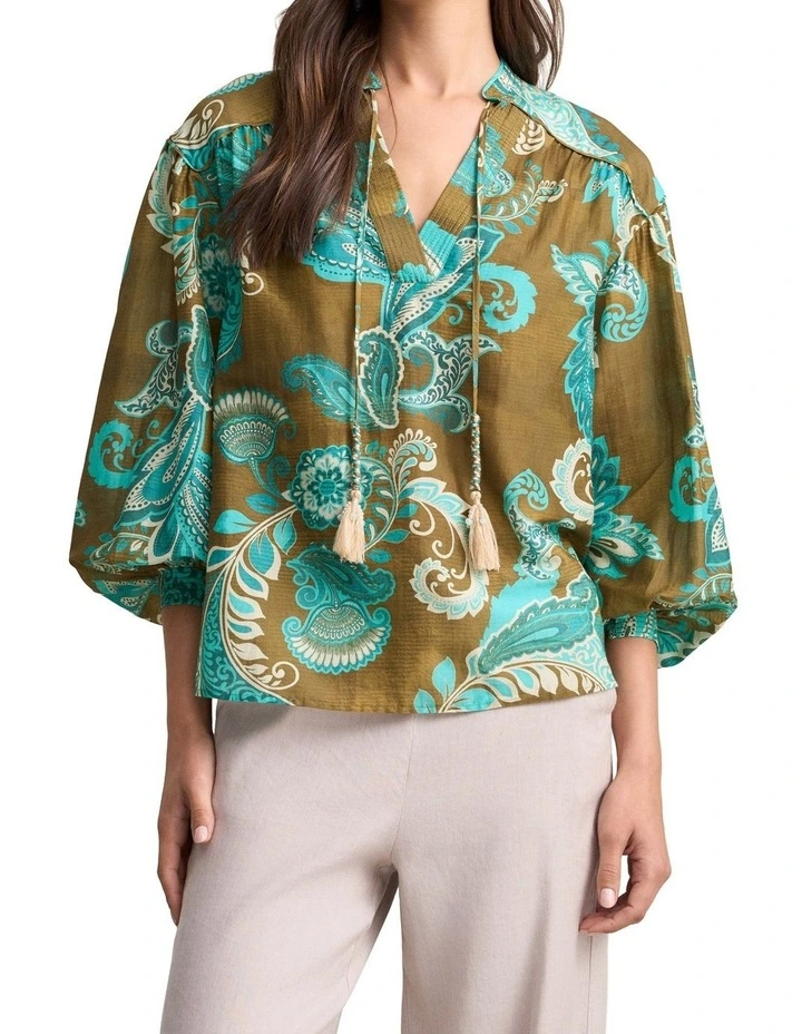 Cotton Silk Blouse - Statement Paisley image 1