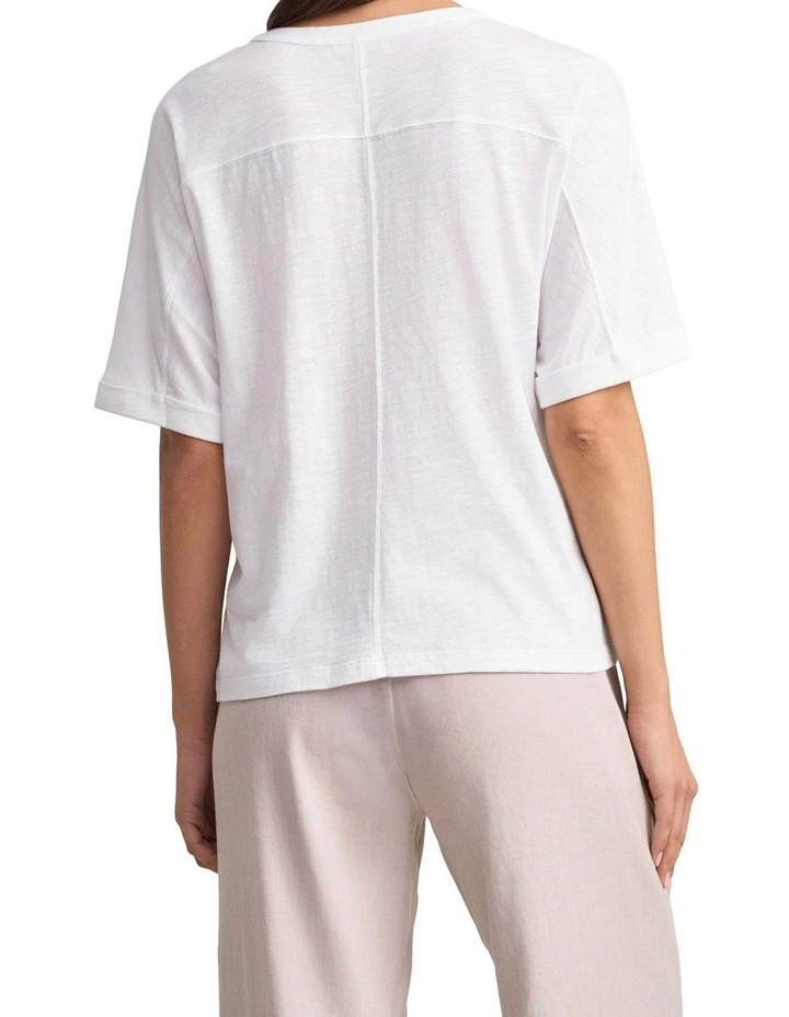 Notch Neck Half Sleeve T-Shirt - White image 2