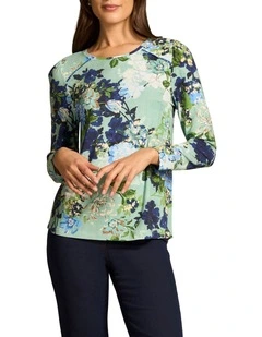 Lace Insert Long Sleeve T-Shirt - Midnight Blossom