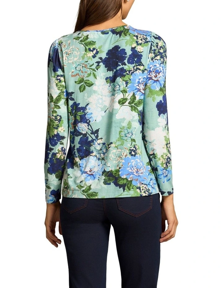 Lace Insert Long Sleeve T-Shirt - Midnight Blossom image 2