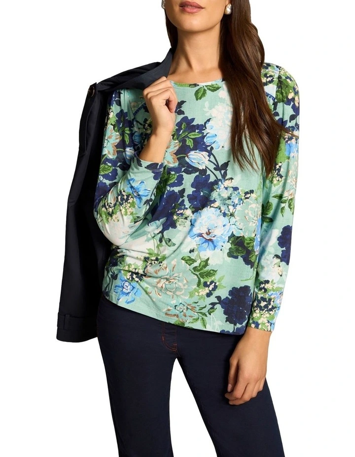 Lace Insert Long Sleeve T-Shirt - Midnight Blossom image 4