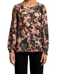 Printed Silk Blouse - Floral Collage Print