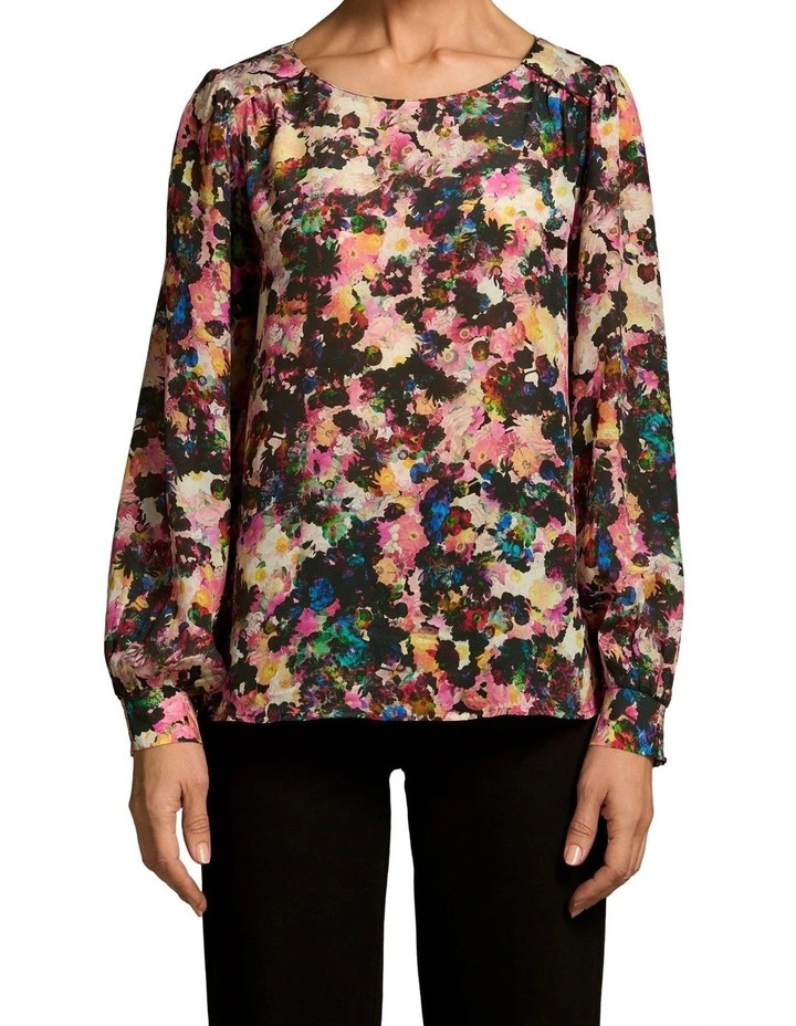 Printed Silk Blouse - Floral Collage Print image 1