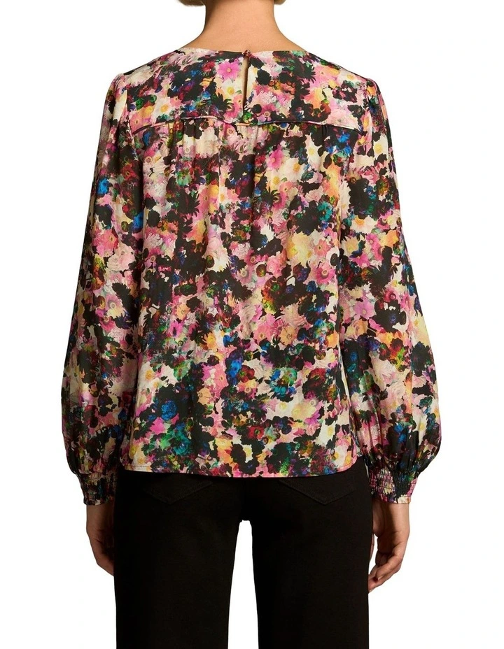 Printed Silk Blouse - Floral Collage Print image 2