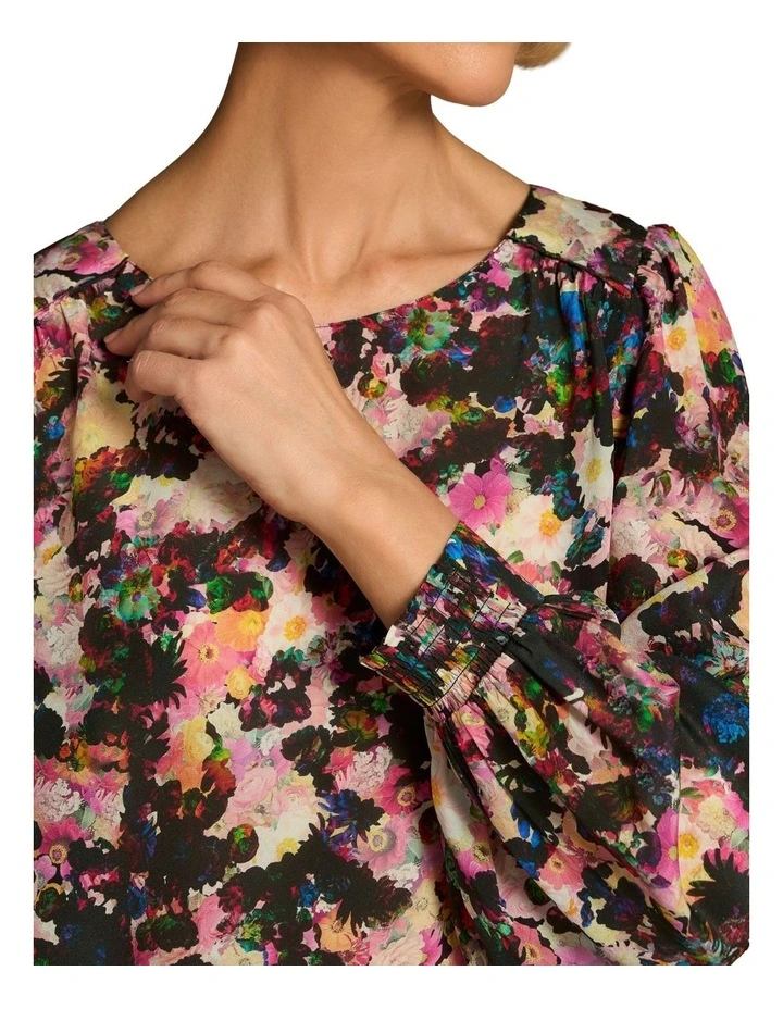 Printed Silk Blouse - Floral Collage Print image 3