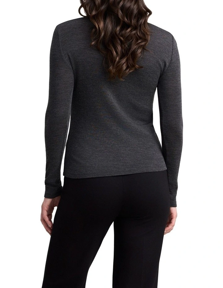 Merino Wool Rib Tee - Charcoal Marle image 2
