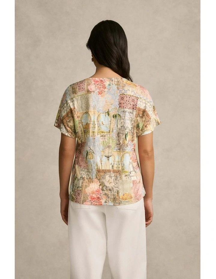 Printed Linen Tee - Villa Fleurie Print image 7