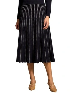 Cotton Lyocell Skirt - French Navy / White