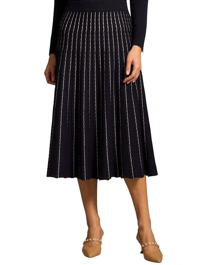 Cotton Lyocell Skirt - French Navy / White image 1