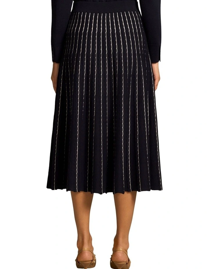 Cotton Lyocell Skirt - French Navy / White image 2