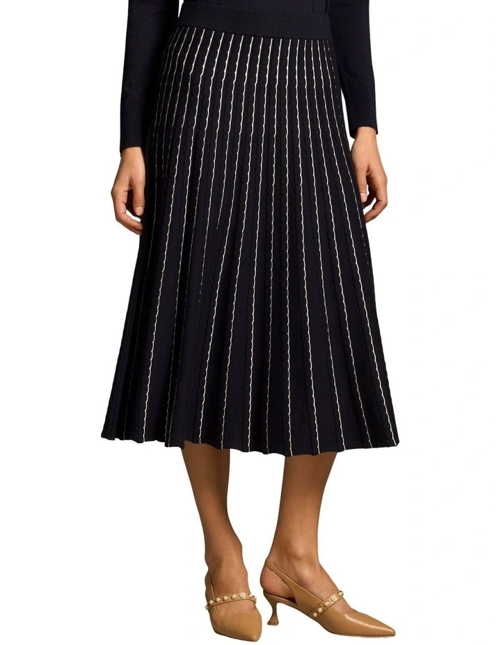Cotton Lyocell Skirt - French Navy / White image 3