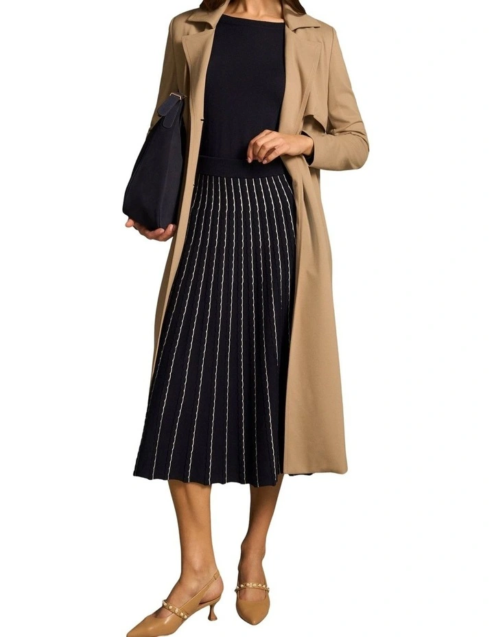 Cotton Lyocell Skirt - French Navy / White image 4