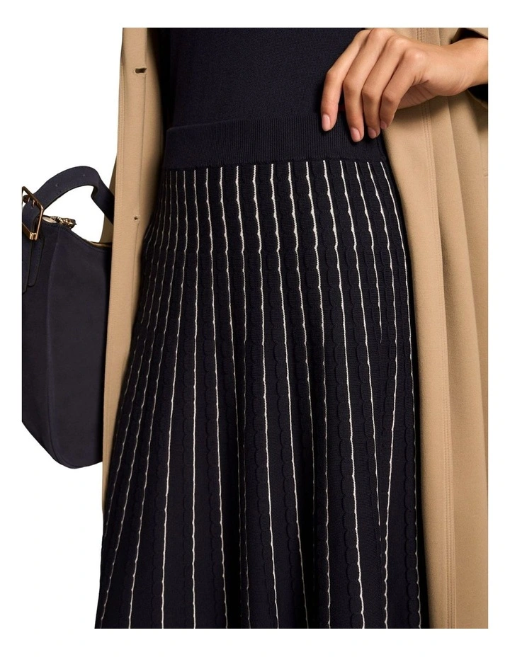 Cotton Lyocell Skirt - French Navy / White image 5