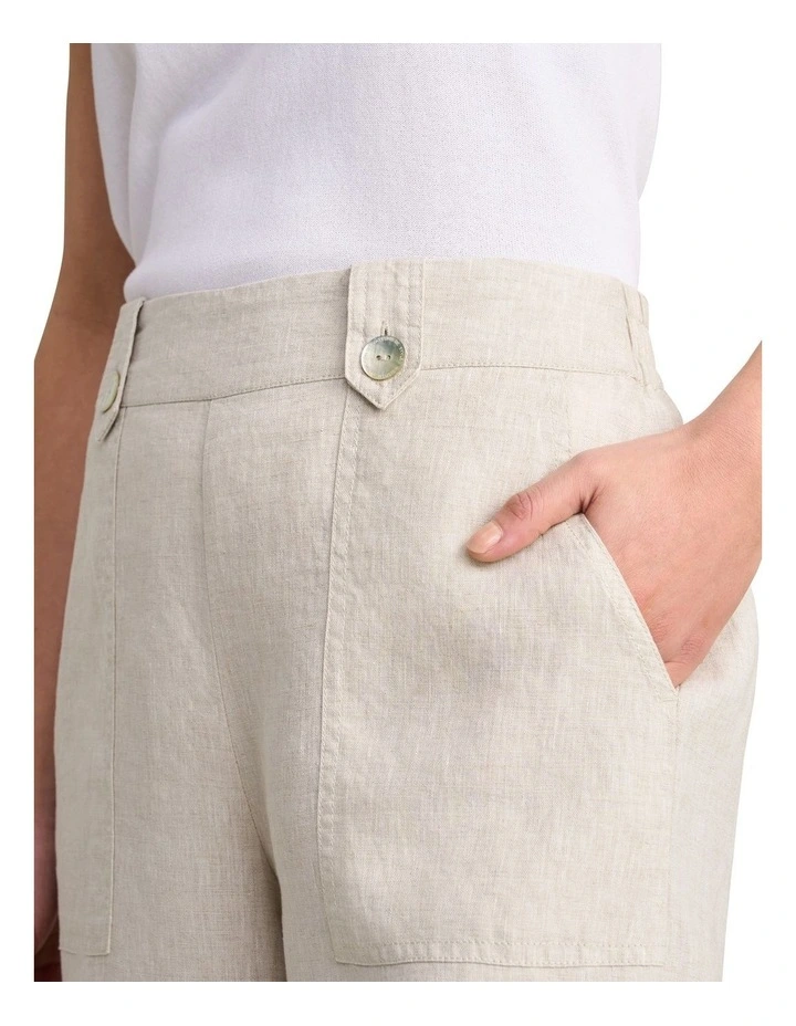 Waist Tab Linen Short - Natural Cross Dye image 4