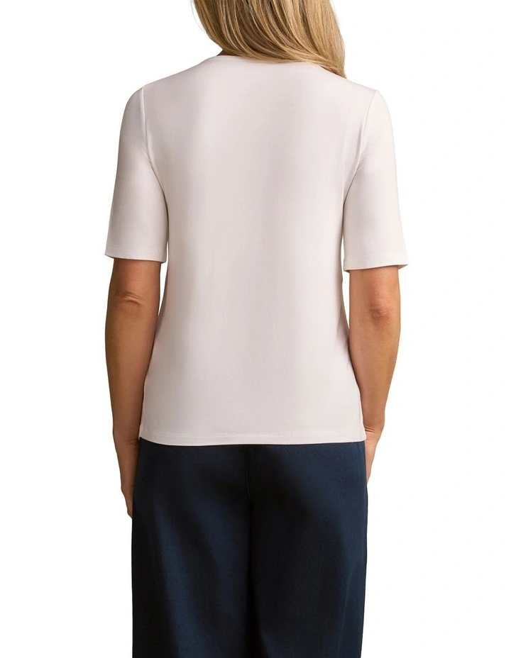 Half Sleeve Round Neck Tee in White image 2