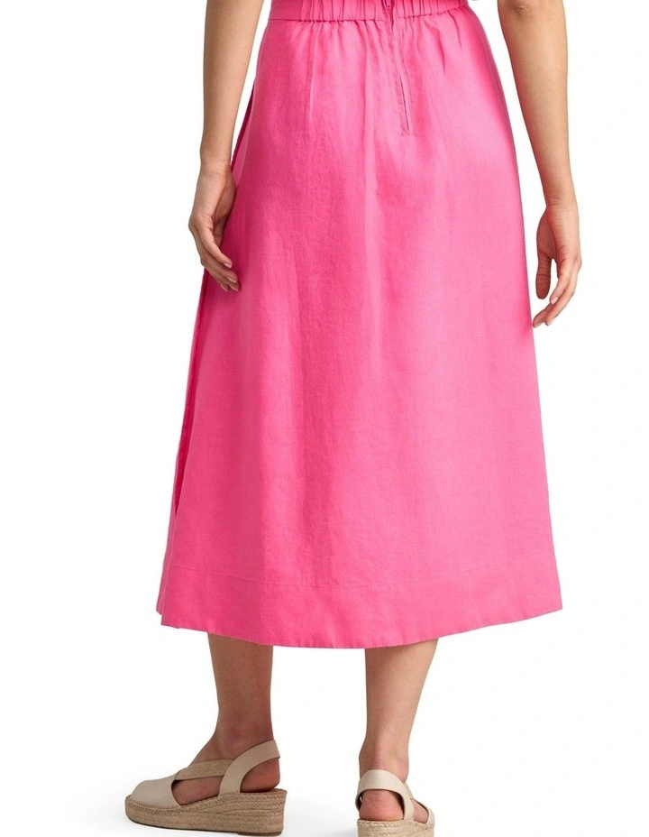 Button Detail Linen Skirt - Sunset Pink image 2