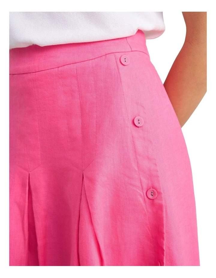 Button Detail Linen Skirt - Sunset Pink image 3