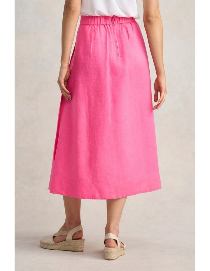 Button Detail Linen Skirt - Sunset Pink image 5