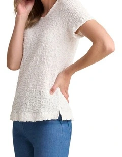 Crinkle Cotton T-Shirt - White