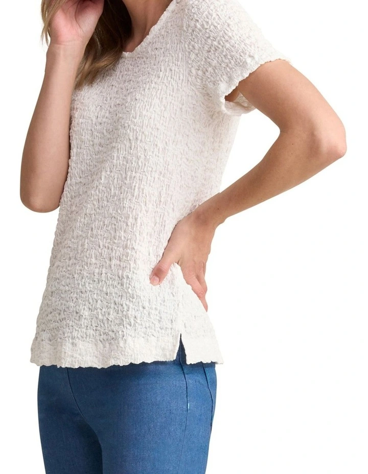 Crinkle Cotton T-Shirt - White image 1