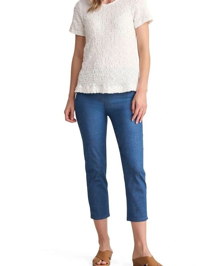 Crinkle Cotton T-Shirt - White image 3