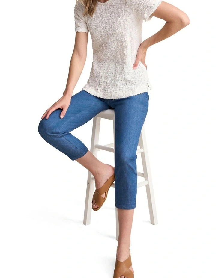 Crinkle Cotton T-Shirt - White image 4