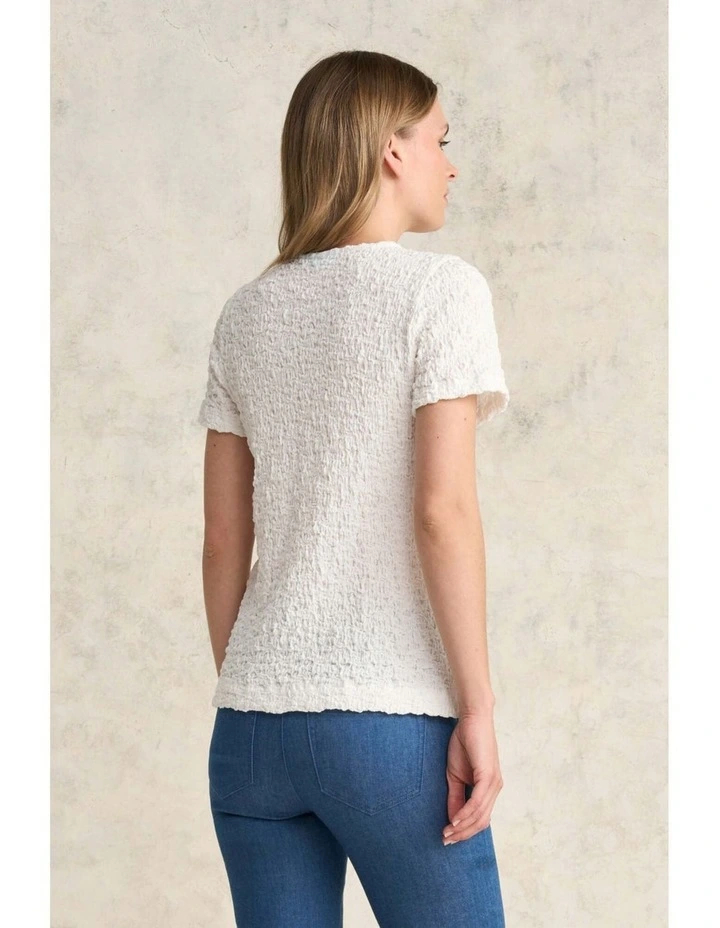 Crinkle Cotton T-Shirt - White image 5