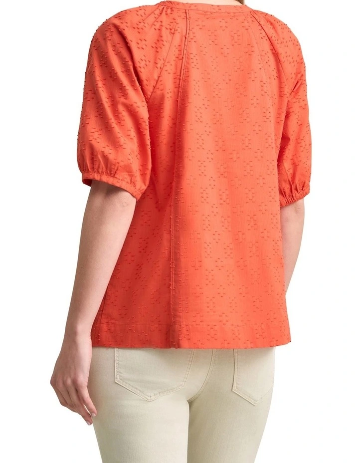 Clipped Jacquard Blouse - Burnt Orange image 2