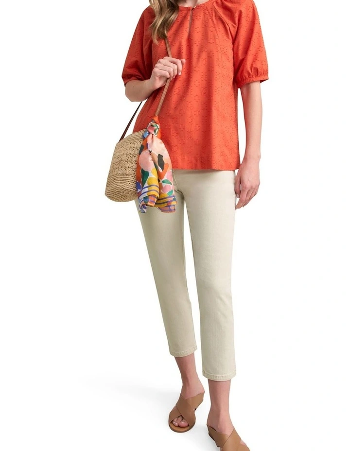 Clipped Jacquard Blouse - Burnt Orange image 4