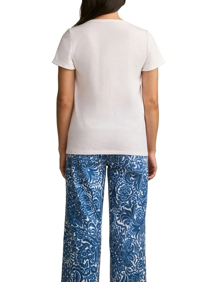 Notch Neck Cotton Tee in White image 2