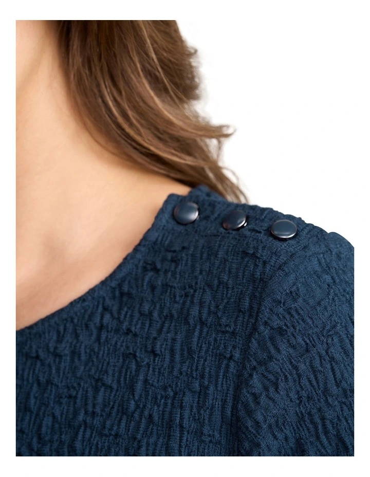 Crinkle Cotton T-Shirt - Navy image 4