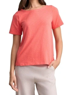Boat Neck T-Shirt - Melon
