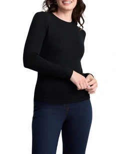 Merino Wool Rib Tee - Black