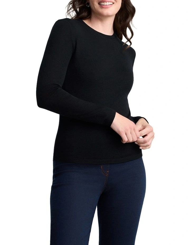 Merino Wool Rib Tee - Black image 1