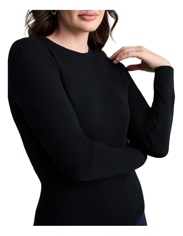 Merino Wool Rib Tee - Black image 4