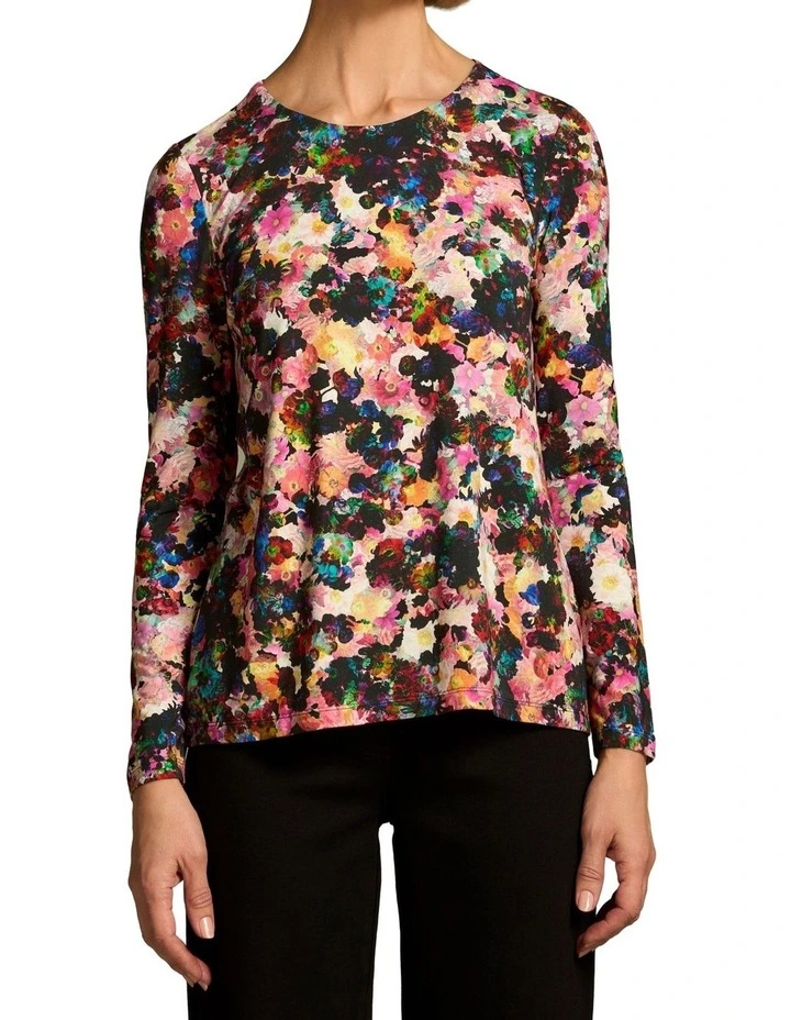 Double Layer Long Sleeve T-Shirt - Floral Collage Print image 1