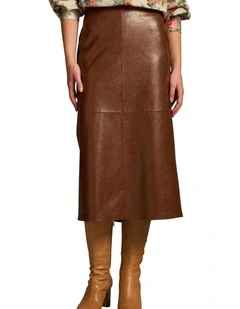 Faux Leather Pencil Skirt - Chestnut