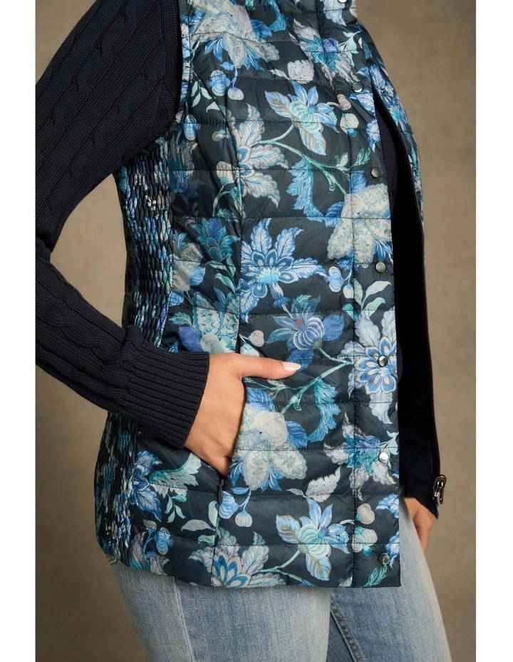 Quilted Reversible Puffer Vest in Floral Chintz Print image 5