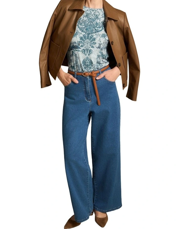 Long Sleeve Crew Neck Top in Baroque Print image 3