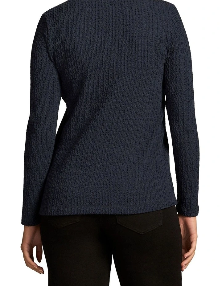 Textured Jacquard Long Sleeve Top in Ink image 2