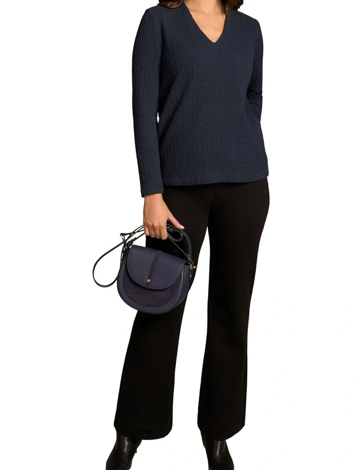 Textured Jacquard Long Sleeve Top in Ink image 4