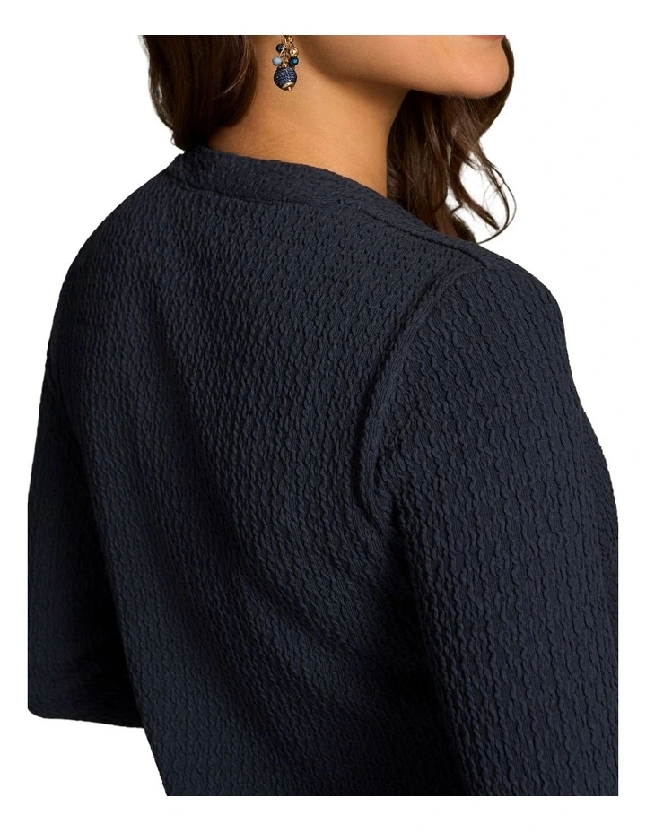 Textured Jacquard Long Sleeve Top in Ink image 5