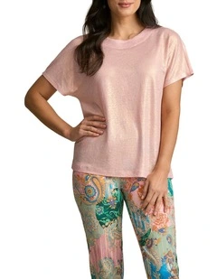 Shimmer French Linen Tee in Peony