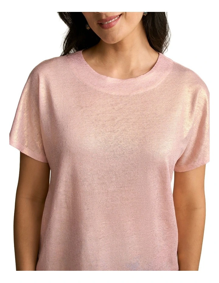 Shimmer French Linen Tee in Peony image 5