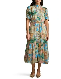 Georgette Flutter Sleeve Dress in Paisley Medley